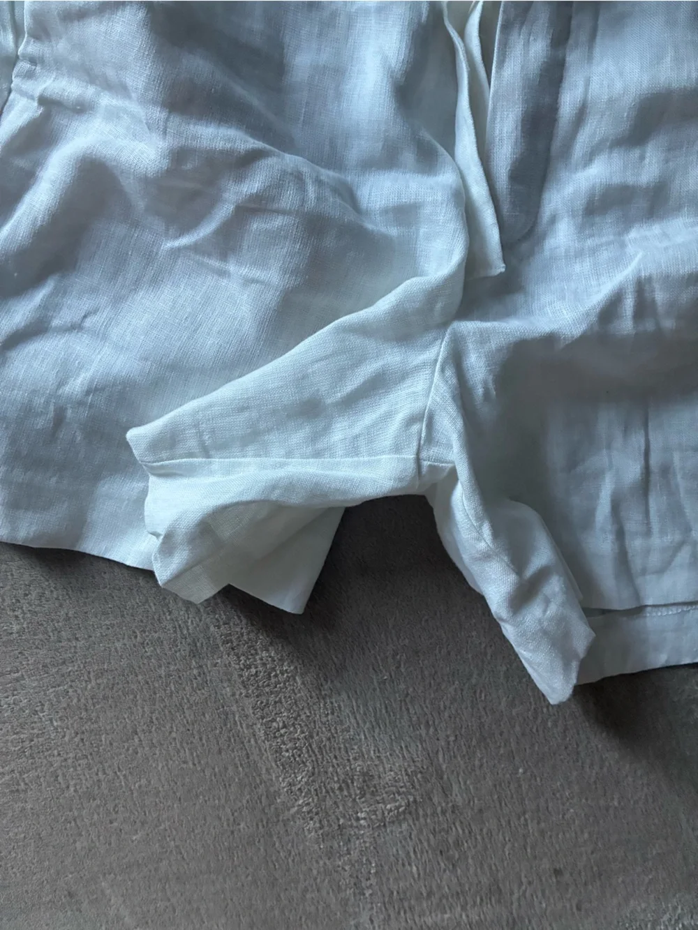 Zara White Linen Elastic-Waist Shorts
